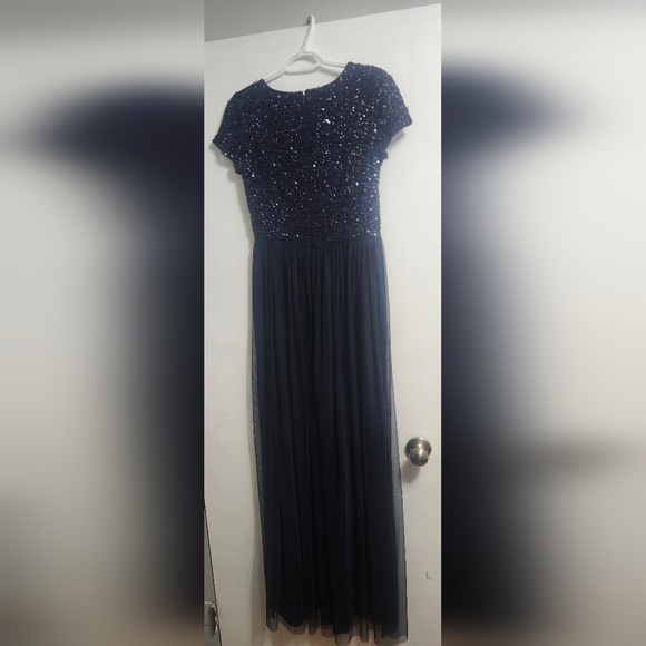 Adrianna Papell Navy Blue A-Line Evening Gown 4 US - Picture 2 of 4